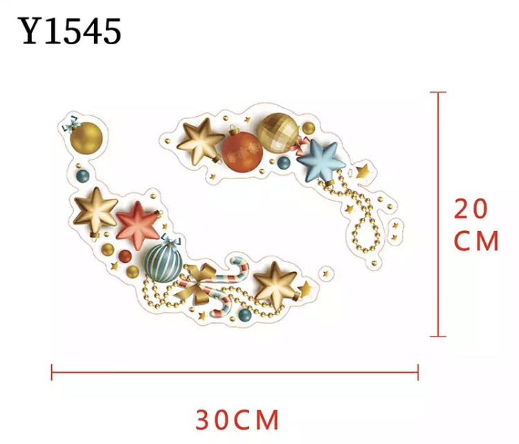 Новорічні наліпки на вікно "Новорічні іграшки"- розмір стікера 30*20см Київ - фото 1