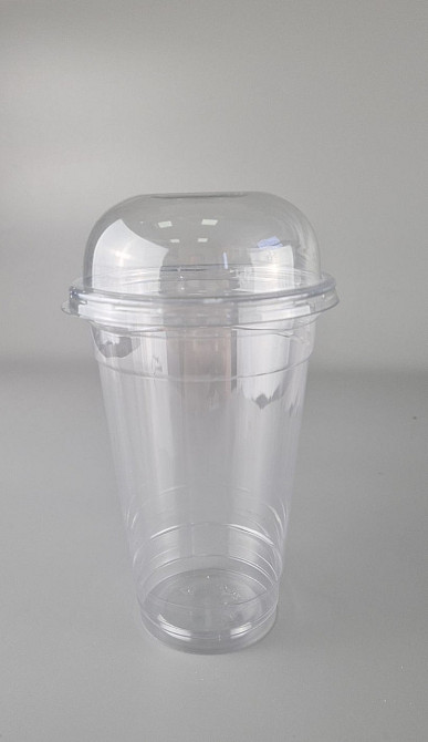 Комплект Стакан РЕТ щільний, прозорий, 500 мл плюс кришка купольна з отвором (100 шт.) Харків - фото 2