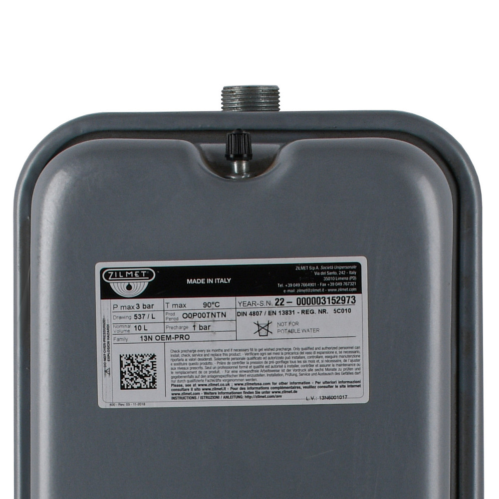Бак Zilmet oem-pro для монтажу в котли Арт. 537 10л 3/4″ 3 bar прямокутний ( 13N6001017 ) (000011282) Київ - фото 2