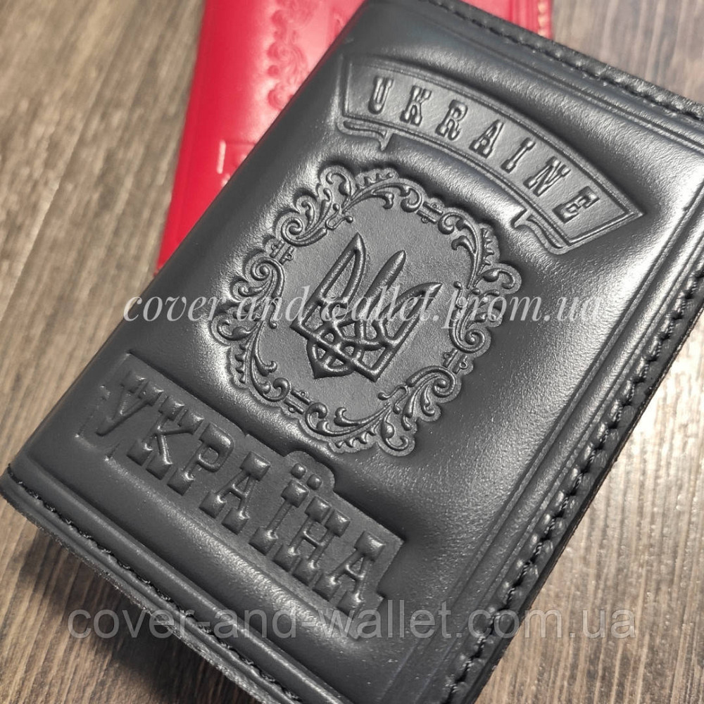 Кожаная обложка на ID карту и права с гербом Украины Киев - изображение 9