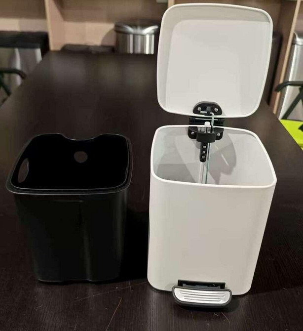 Ведро для мусора с плавным закрытием квадратное Zerix Kubix-TC0106 White 6 л (цвет белый) (ZX6109) Черновцы - изображение 5
