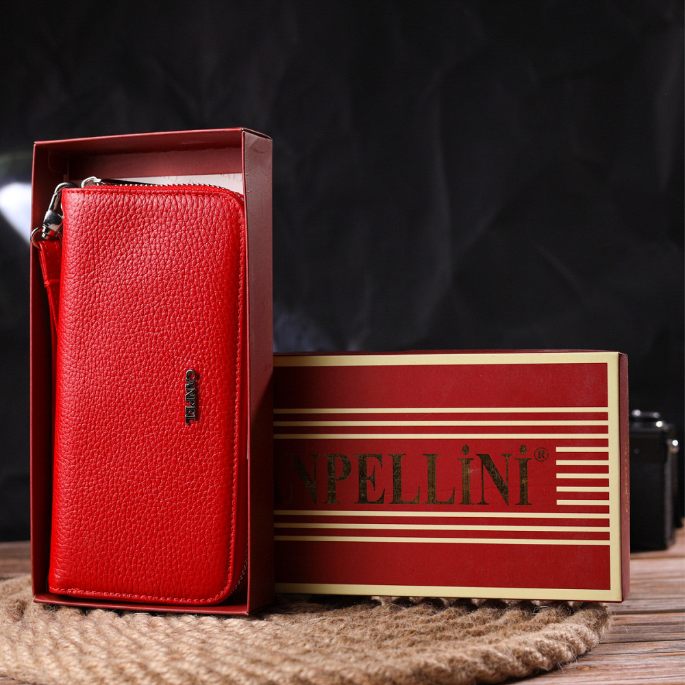 Яскравий гаманець для жінок з натуральної зернистої шкіри CANPELLINI 21615 Червоний Київ - фото 10