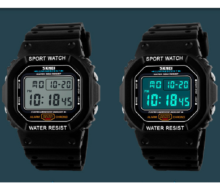 Чоловічий спортивний годинник Skmei 1134 (Чорний з білим екраном) Вінниця - фото 9