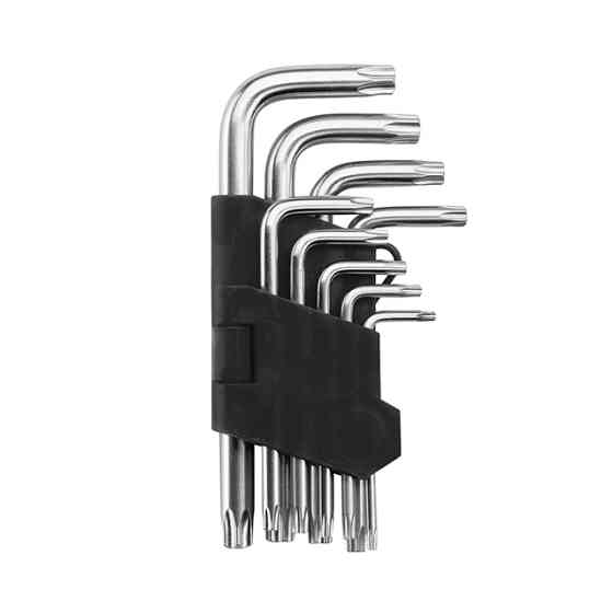 Набір ключів Г-подібних TORX, з отвором, 9 шт., Т10-Т50, Cr-V Львів