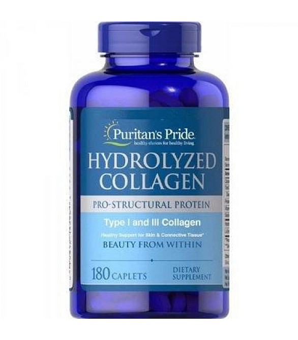 Гідролізований колаген Puritan's Pride Hydrolyzed Collagen 1000 mg 180 caplets Луцьк - фото 1