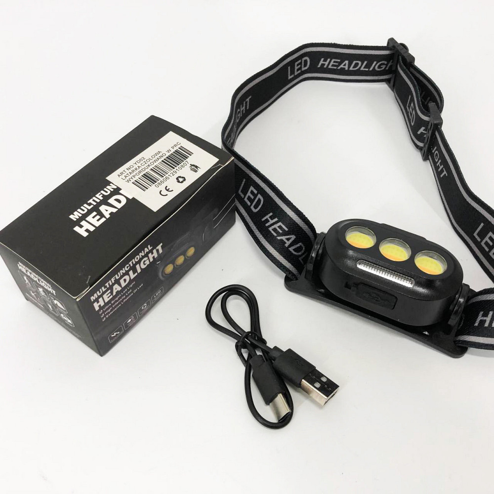 Налобный светодиодный фонарь для ночных прогулок YD02-COB (White+red+blue), LS-131 Фонарик налобник Киев - изображение 2