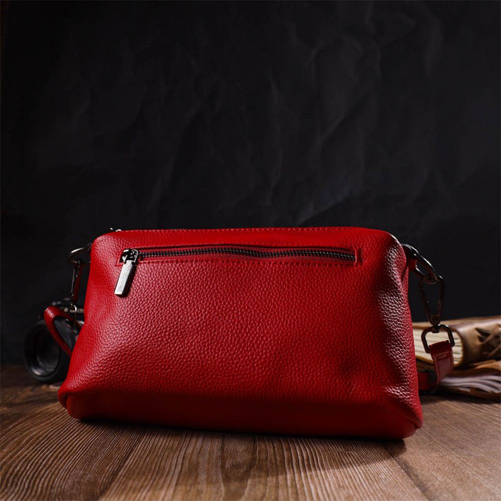 Яскрава сумка на три відділення з натуральної шкіри 22102 Vintage Червона Київ - фото 10