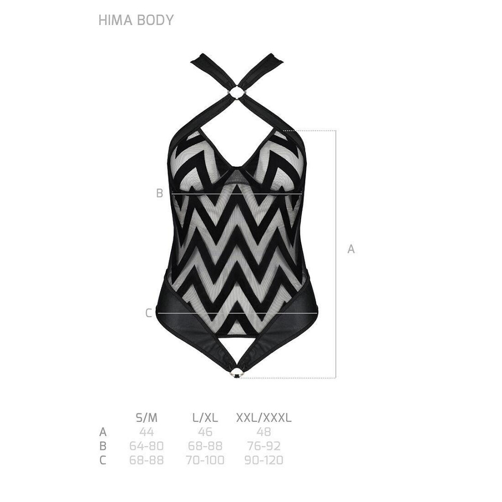 Сітчастий боді з халтером та ритмічним малюнком Passion Hima Body L/XL, black Sex Aura Київ - фото 5