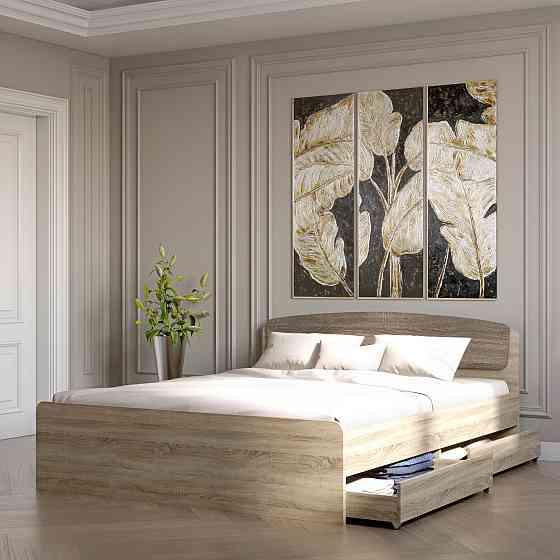 Двуспальная кровать Эверест Астория с двумя ящиками 160х200 см сонома/трюфель (DTM-2489) Львов