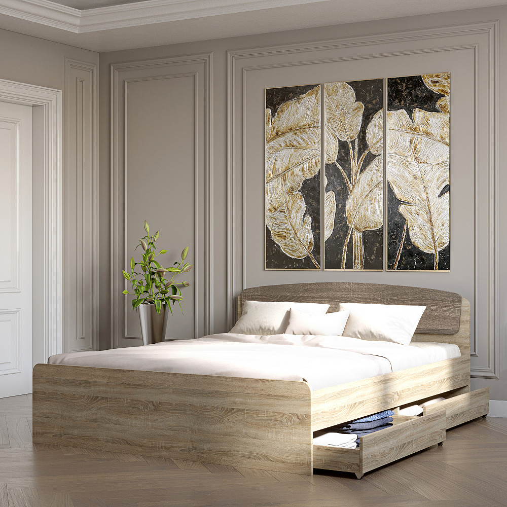 Двуспальная кровать Эверест Астория с двумя ящиками 160х200 см сонома/трюфель (DTM-2489) Львов - изображение 3