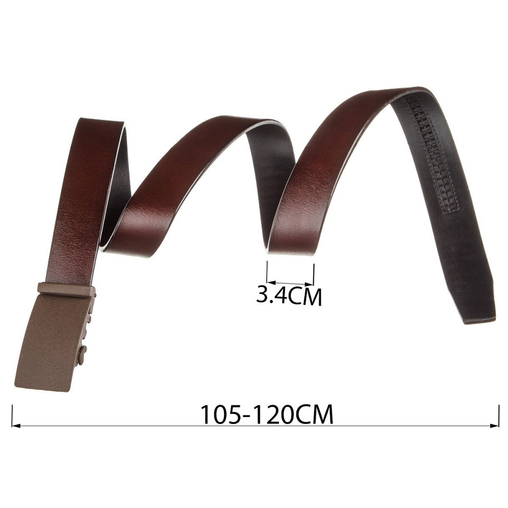 Ремень из натуральной кожи с матовой автоматической пряжкой Коричневый (Vintage) Киев - изображение 7