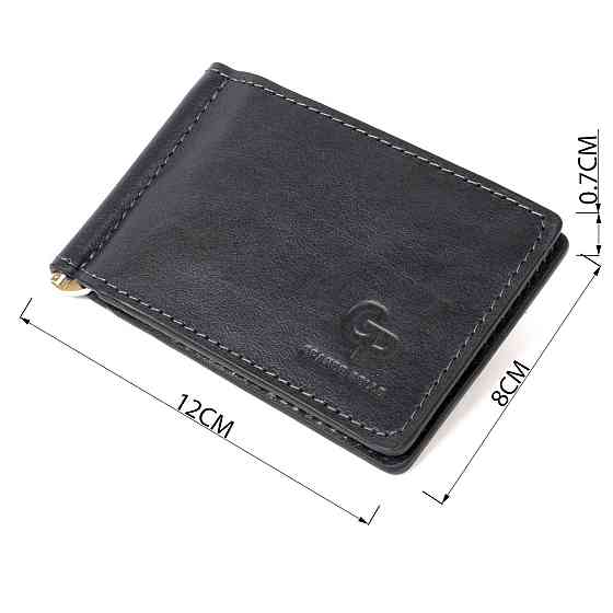 Чоловічий шкіряний затиск для грошей GRANDE PELLE 11476 Темно-синій Київ