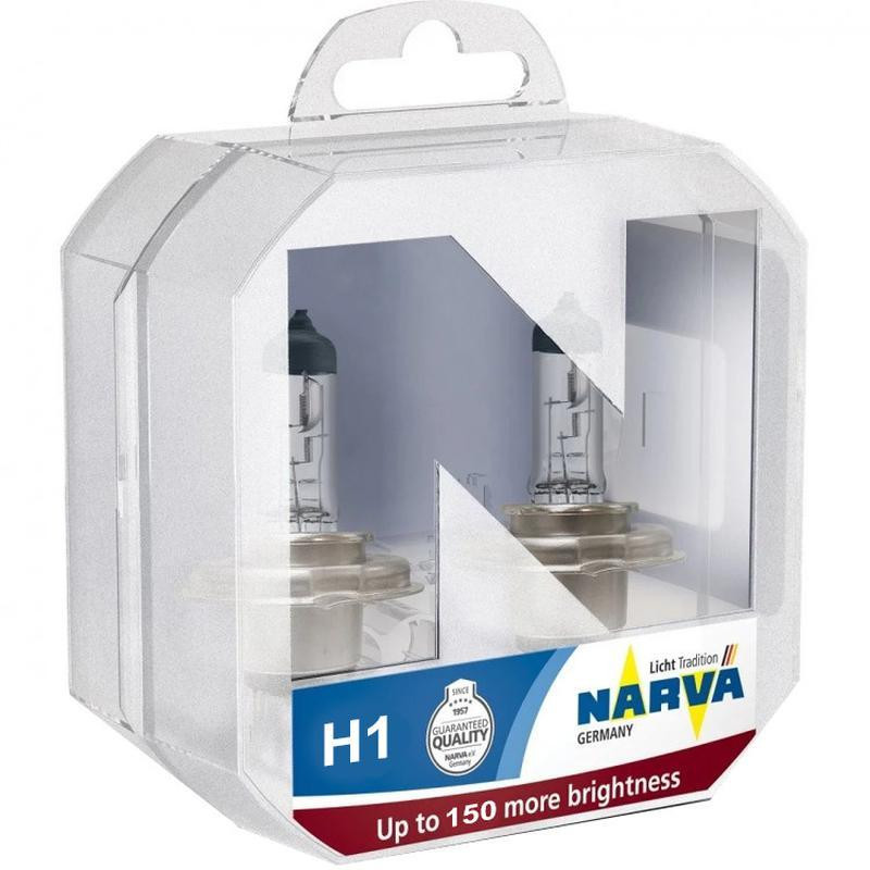 Комплект галогенових ламп NARVA H1 RANGE POWER +150% 55W 12V P14,5s (2 шт) 480682100 Харьков - изображение 1