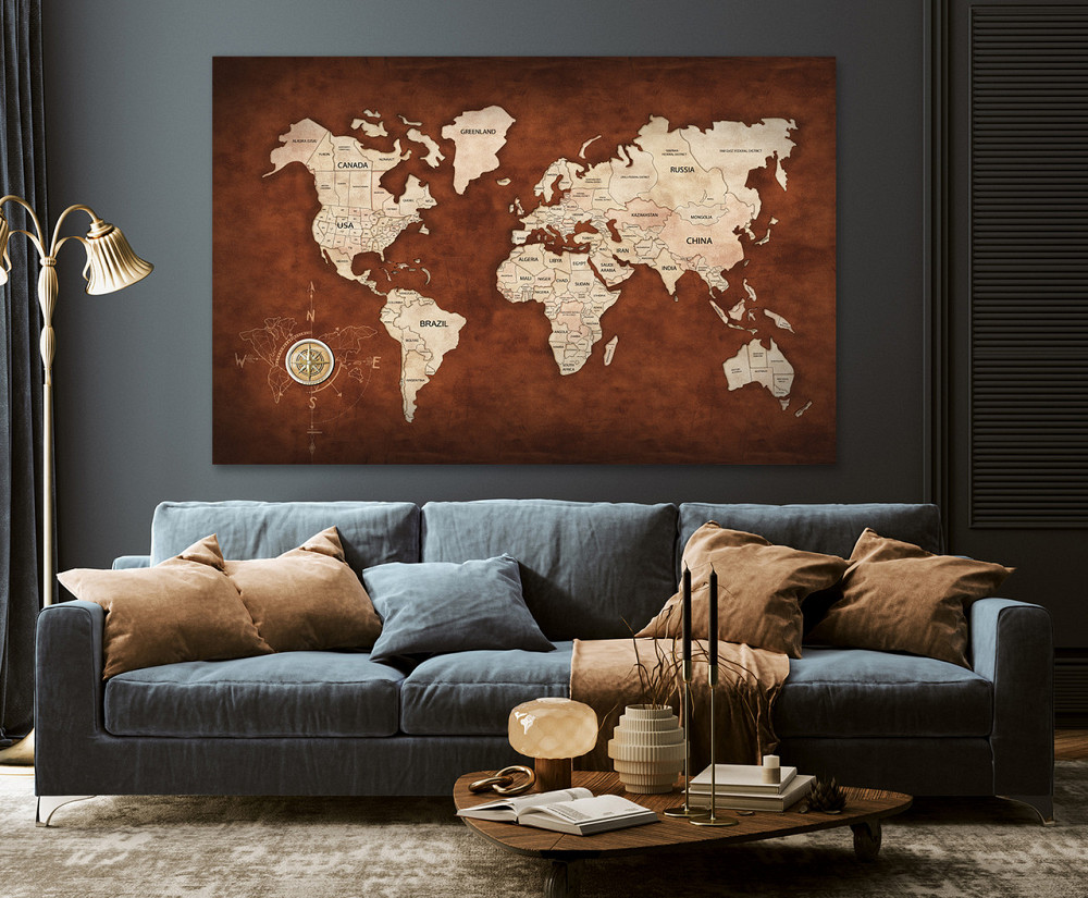 Картина полотно у вітальню / спальню   Мапа Світу    MLP_262 ( 60х30см ) 90х180см Київ - фото 3