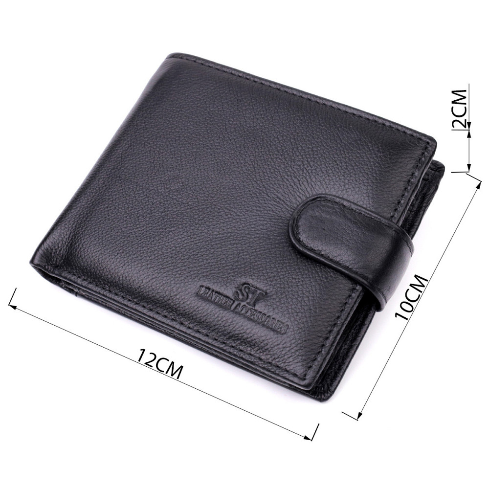Мужской бумажник среднего размера из натуральной кожи ST Leather 22444 Черный Киев - изображение 3