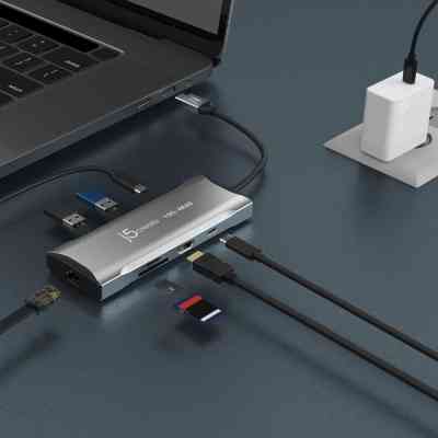 Порт-репликатор J5create Dock-Station USB-C 10Gbps, 7-in-1 (хаб/HDMI/PD/картридер) (JCD393-N) Винница