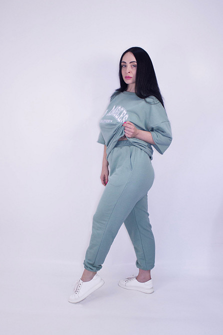 Cпортивный костюм летний женский трикотажный Оливковый M-L Харьков - изображение 6