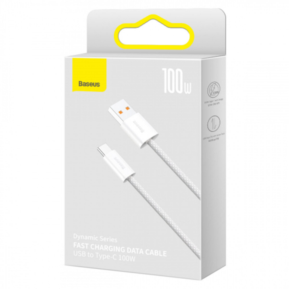 Кабель Baseus Dynamic Series Fast Charging Data Cable USB to Type-C 100W 1m White Київ - фото 5