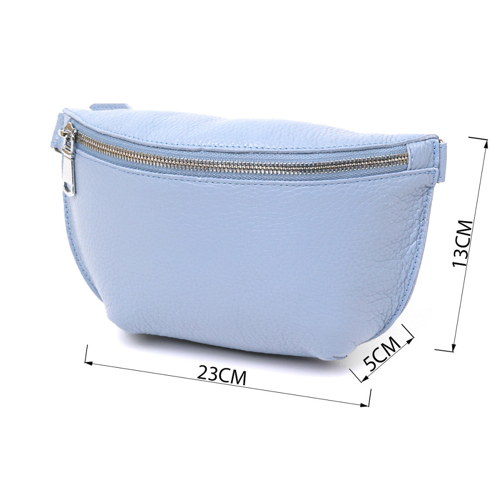 Кожаная удобная женская бананка Shvigel 16374 Голубой Киев - изображение 8