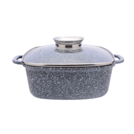 Каструля алюміній квадратна 2,3л скляна кришка а/п Marble індукційне дно JB-A1220A-i Interos Житомир