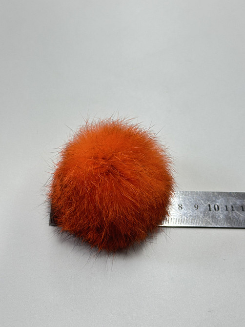 Помпон на шапку з натурального хутра кролика 7-8 см Помаранчевий Харків - фото 3
