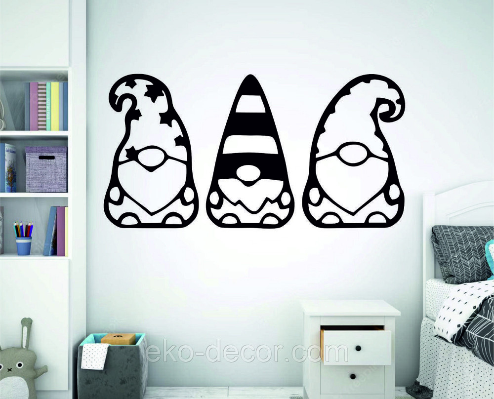 Декоративное настенное Панно «Гномики» Декор на стену 70*42 см-3шт, Черный Киев - изображение 1