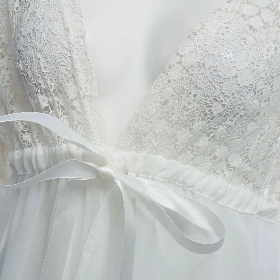 Пляжний халат середньої довжини жіночий з мереживом 44 молочний Київ - фото 6