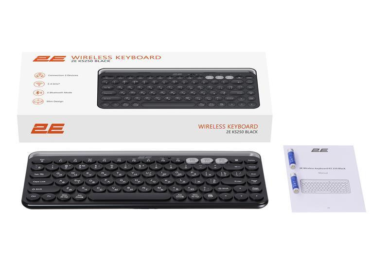 Клавіатура бездротова 2E KS250 WL BT Black (2E-KS250WBK_UA) Чорний Харьков - изображение 9