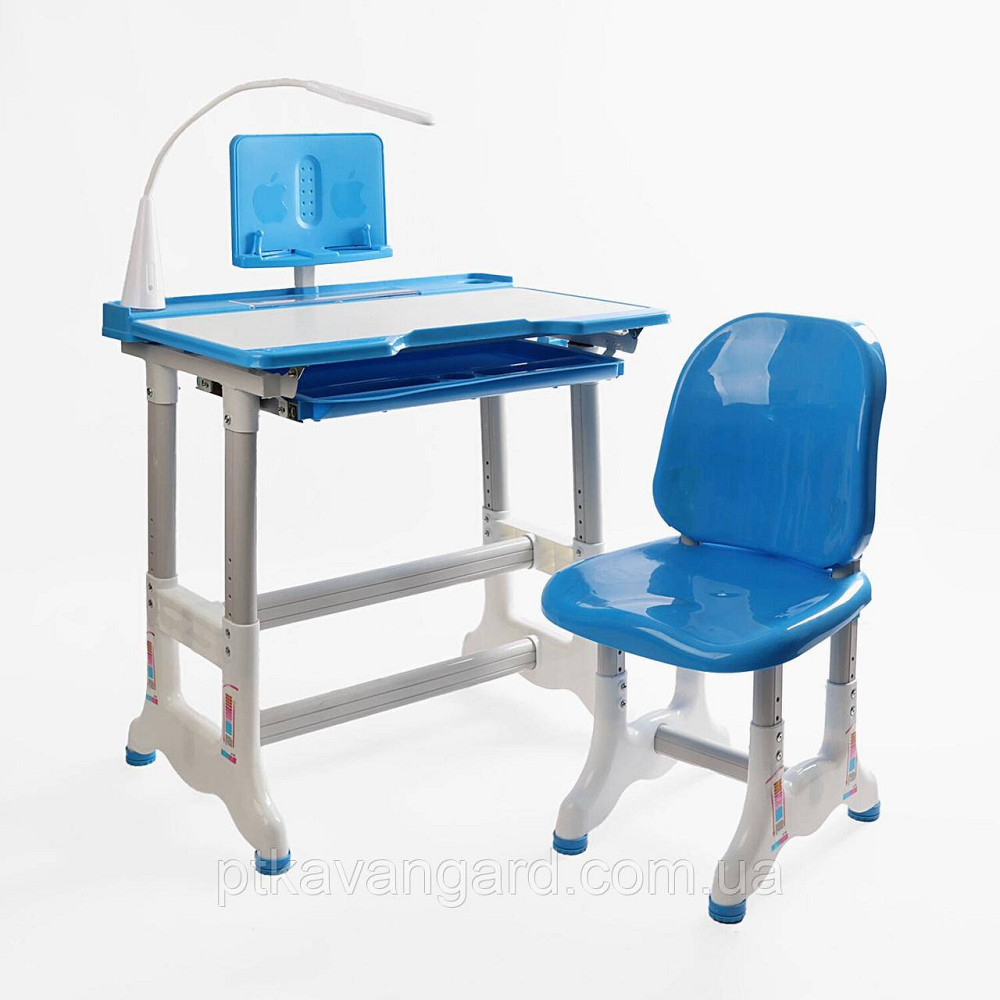 Парта шкільна дитяча зі стільчиком та настільною лампою L-70106 / Комплект зростаюча парта та стул, синій Хмельницький - фото 2