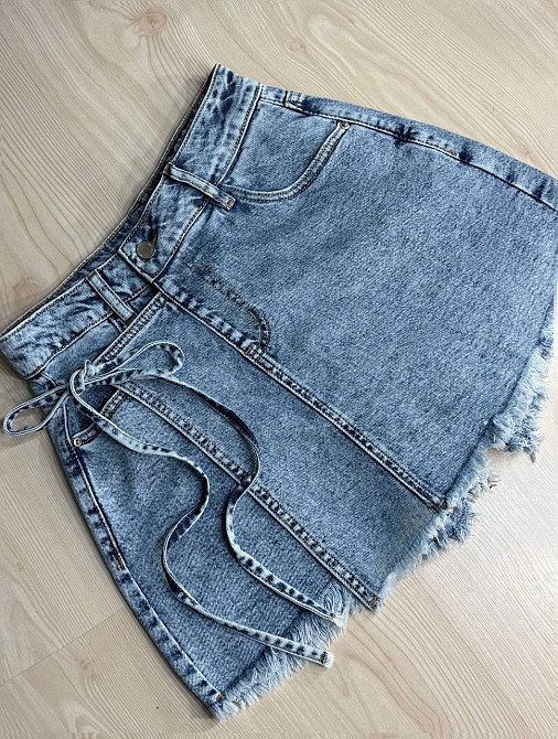 Шорты-юбка женские Vanver 221-225 джинсовые на запах с завязкой голубые, голубой, З2, 32, 93 см, 123 см Киев - изображение 3