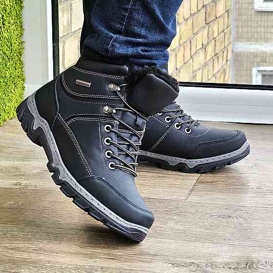 Черевики Зимові Чоловічі Кросівки на хутрі Чорні Зима Хух (розміри: 40,41,42,43,44,45) Відео Огляд — 502 Дніпро