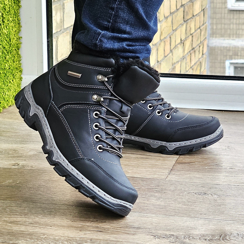 Черевики Зимові Чоловічі Кросівки на хутрі Чорні Зима Хух (розміри: 40,41,42,43,44,45) Відео Огляд — 502 Дніпро - фото 2