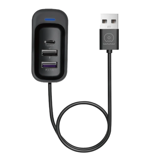 USB-хаб WUW-C245 3-in-1 USB-A to 2 USB-A, USB-C Black Одеса