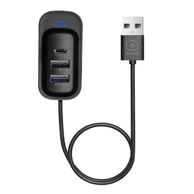 USB-хаб WUW-C245 3-in-1 USB-A to 2 USB-A, USB-C Black Одеса - фото 1