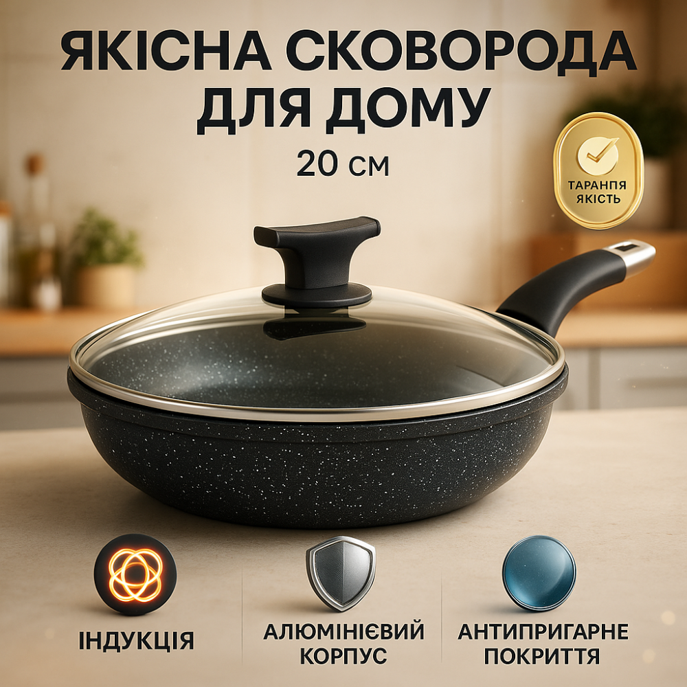 Зручна антипригарна сковорода для індукції UNIQUE, Легка у використанні сковорідка ZL-67 Львів - фото 18