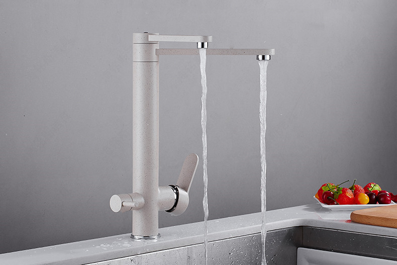 Змішувач для кухні для фільтрованої води двоважільний, кран кухонний WanFan вертикальний монтаж Нікель Кам'янець-Подільський - фото 2
