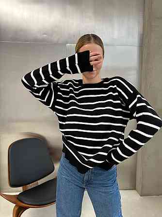 Жіночий базовий смугастий светр оверсайз вовна 70% акрил 30% Одеса
