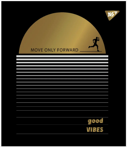Зошит для записів А5/48 лін. "YES" "Good vibes" мат. ВДЛ+ УФ-спл+Pantone Gold 766893, шт Київ - фото 1