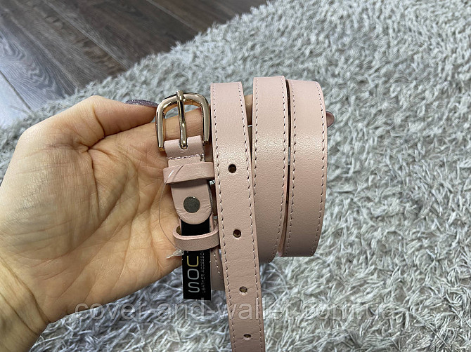 Пудровый женский ремень из натуральной кожи с классической пряжкой 20 мм PS Leather Киев - изображение 4