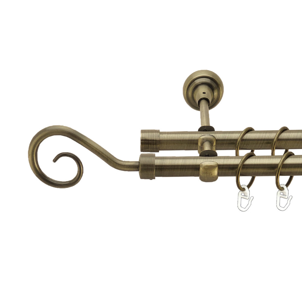 Карниз Orvit Гак металевий дворядний відкритий Антик 19\19 мм 160 см (4016382) Львів - фото 1