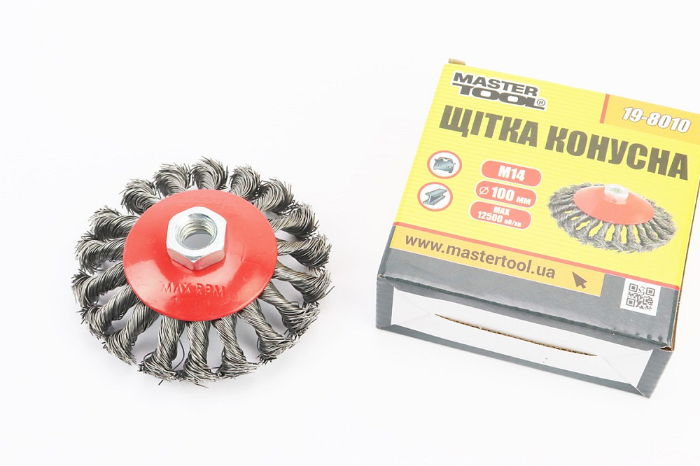 Щітка конусна М14 D-100мм з плетеного дроту 19-8010 Київ - фото 1