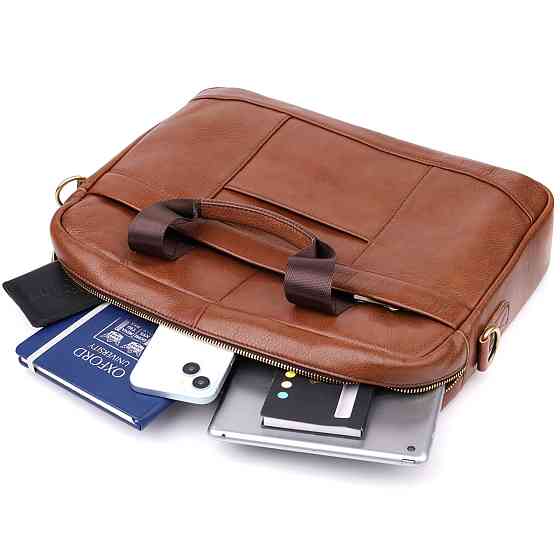 Мужской деловой портфель из натуральной кожи Vintage 23038 Коричневый Киев