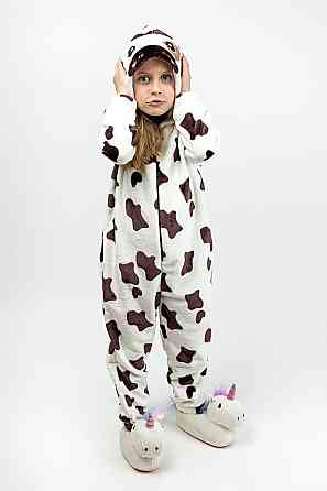 Кігурумі дитячий з велсофту Тепла піжама-комбінезон тваринка Корівка дитячі кігурумі Україна Київ