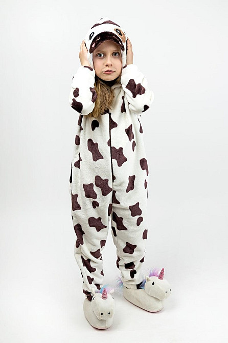 Кігурумі дитячий з велсофту Тепла піжама-комбінезон тваринка Корівка дитячі кігурумі Україна Київ - фото 5