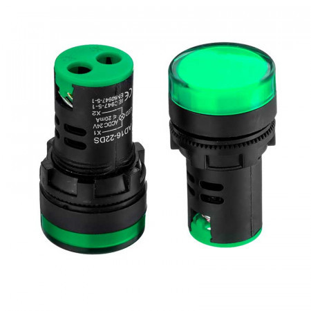 Лампа індикаторна світлодіодна зелена AD16-22DS-24В Полтава - фото 1