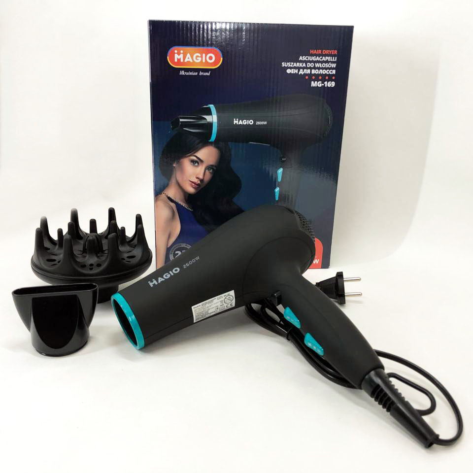 Професійний фен для укладання волосся з насадкою Magio MG-169, Класичний фен для волосся AB-23 Львів - фото 4