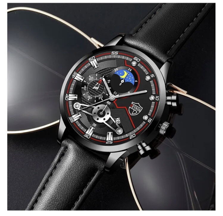 Подарочный набор для мужчин: наручные часы, 1 браслет и 1 ожерелье- диам 4,2 дл. 22см шир рем 2см, без коробки Киев - изображение 3