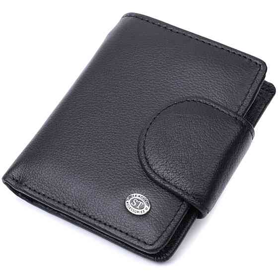 Практичний гаманець для жінок з кишенею для монет із натуральної шкіри Чорний (ST Leather) Київ