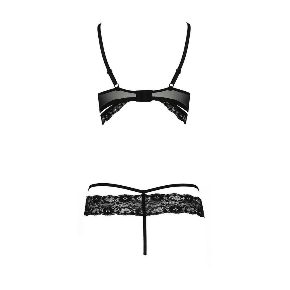Комплект білизни Passion Exclusive SARIA SET OpenBra XXL/XXXL black, стрепи, відкритий ліф, стрінги Sex Aura Київ - фото 6