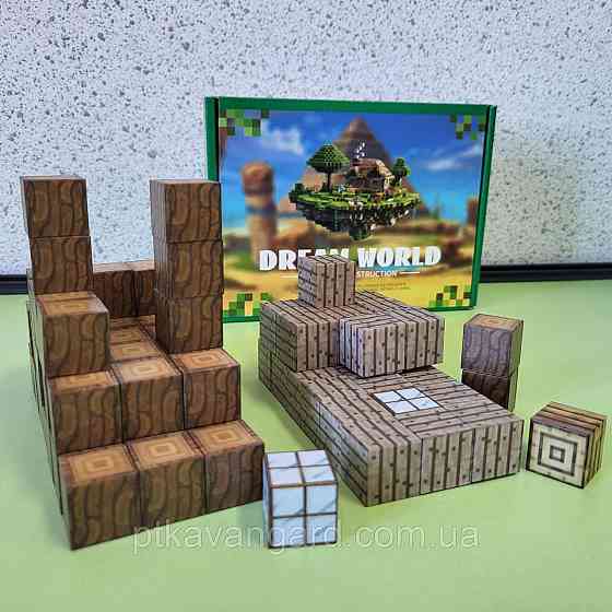 Конструктор магнітний майнкрафт 81 магнітних блоків дерев'яний будинок Стіва Dream World LZCK 031 Хмельницький